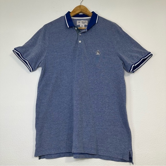 Original Penguin Dual Striped Navy Tipped Polo Short Sleeve with White Accents - Picture 2 of 13